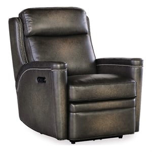 hamilton power recliner w/ power headrest in gray leather by hooker furnishings