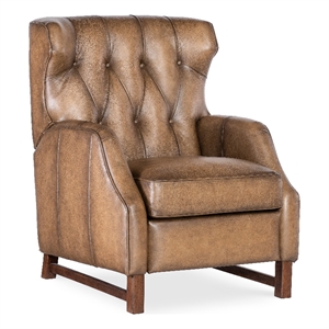 henderson press back recliner in brown leather by hooker furnishings