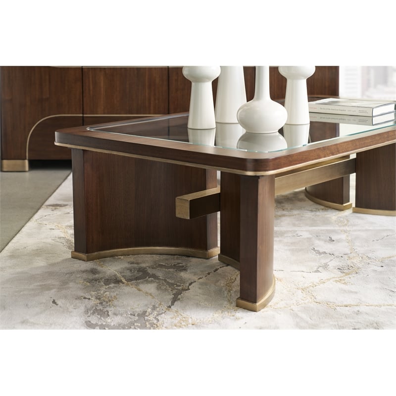 Melange Contours Cocktail Table in Dark Brown Wood by Hooker Furnishings