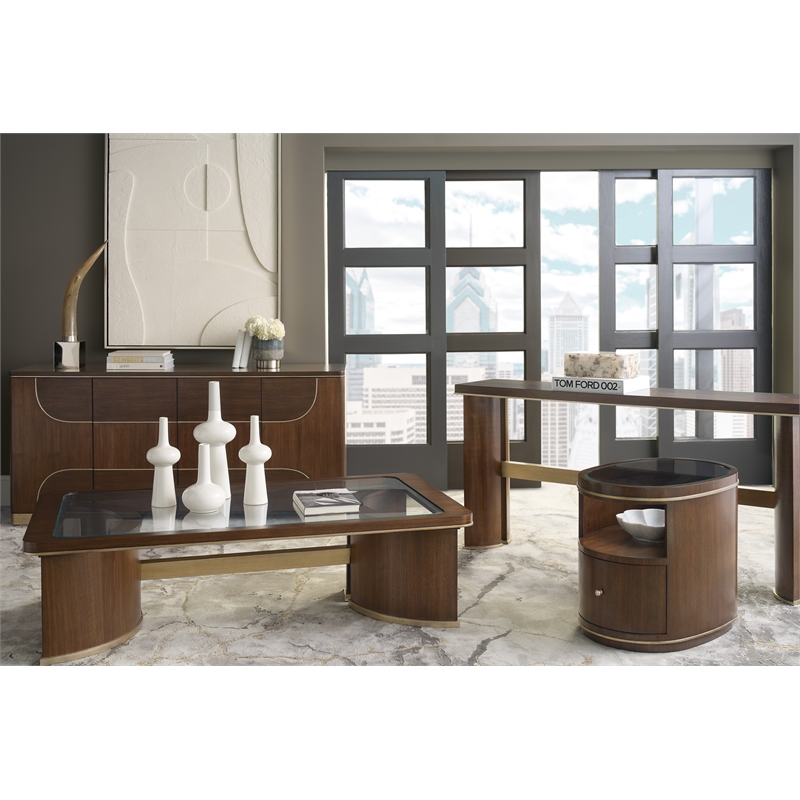 Melange Contours Cocktail Table in Dark Brown Wood by Hooker Furnishings