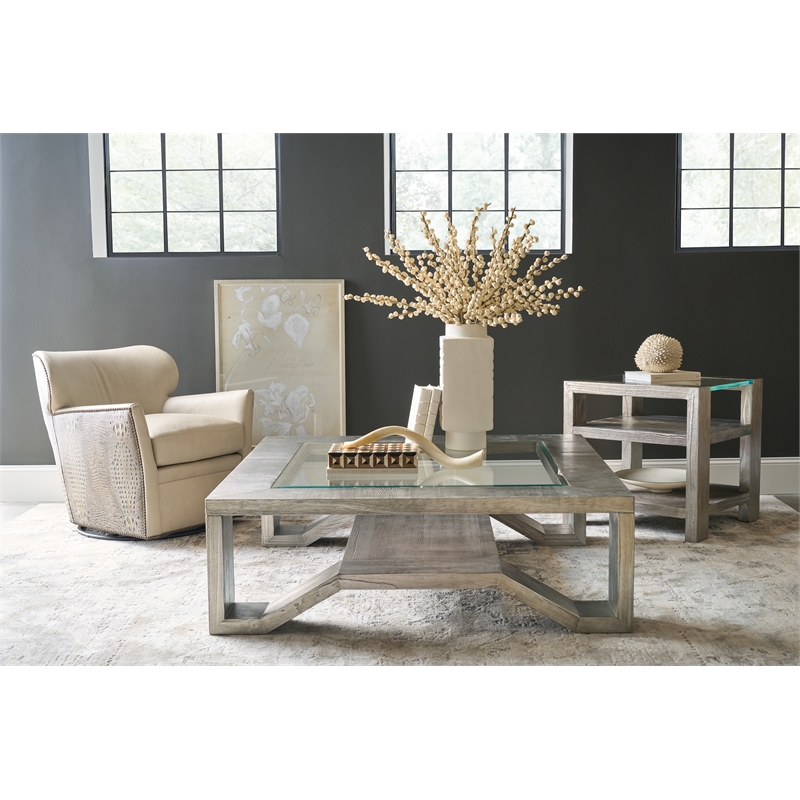 Melange Saber Cocktail Table in Silver Wood by Hooker Furnishings