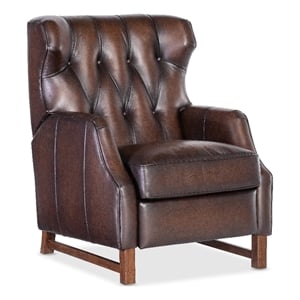 henderson press back recliner in brown leather by hooker furnishings