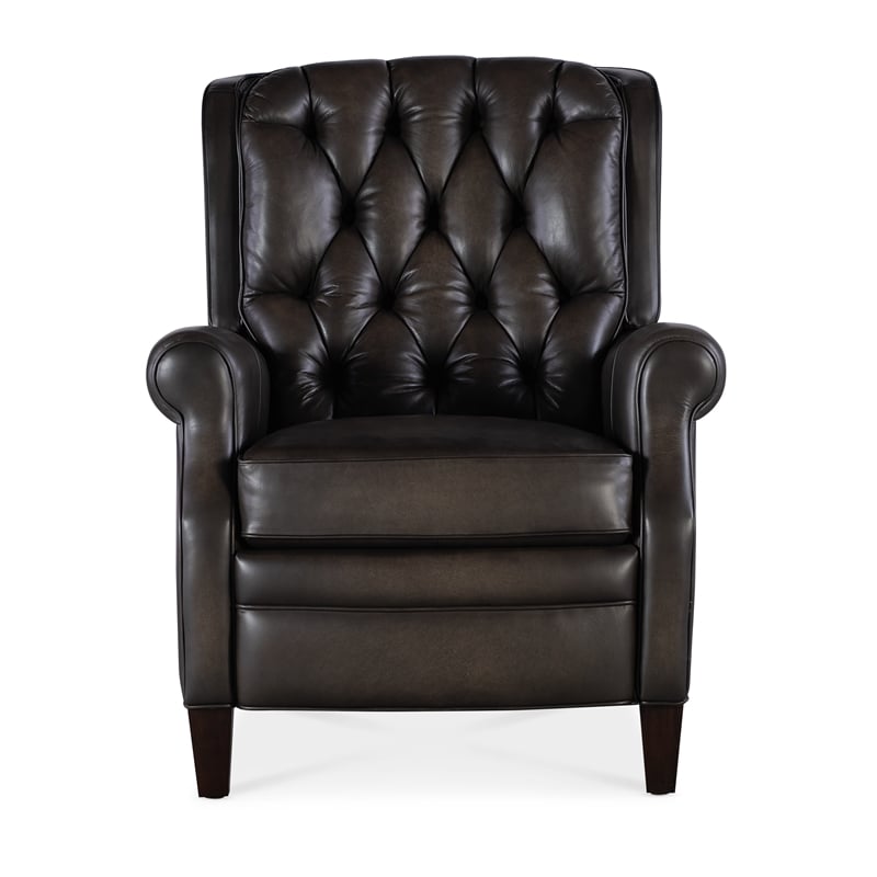 Palmer Press Back Recliner in Gray Leather by Hooker Furnishings