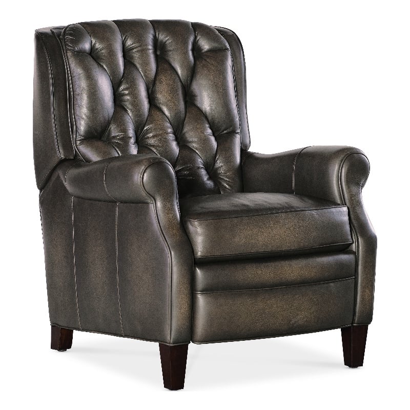 Palmer Press Back Recliner in Gray Leather by Hooker Furnishings