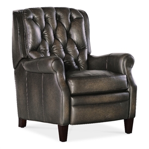 palmer press back recliner in gray leather by hooker furnishings