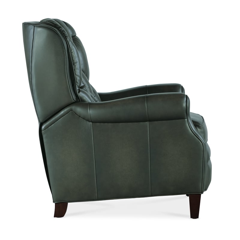 Palmer Press Back Recliner in Green Leather by Hooker Furnishings