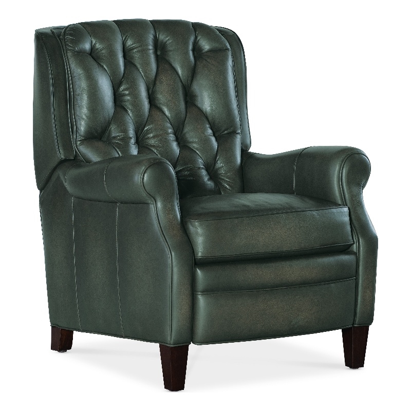 Palmer Press Back Recliner in Green Leather by Hooker Furnishings