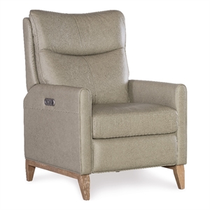 quinnie power recliner w/ power headrest in green leather by hooker furnishings