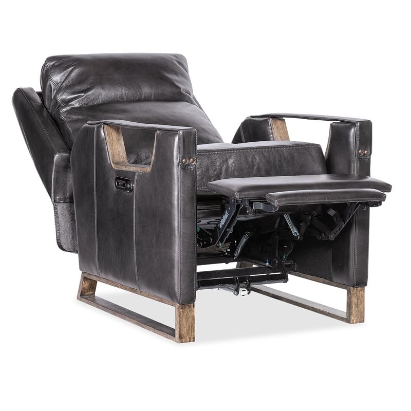 Relic Power Recliner w/Power Headrest in Black Leather by Hooker Furnishings