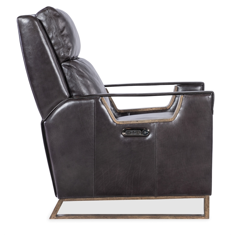 Relic Power Recliner w/Power Headrest in Black Leather by Hooker Furnishings