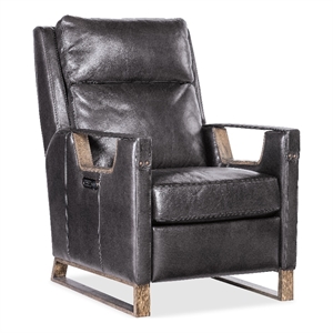 relic power recliner w/power headrest in black leather by hooker furnishings