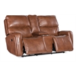Crosby Pwr Loveseat w/ Pwr Headrest & Lumbar in Brown Leather by Hooker