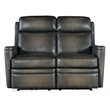 Hamilton Power Loveseat w/ Power Headrest in Gray Leather by Hooker Furnishings