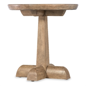 vineyard row round pedestal end table in natural wood by hooker furnishings