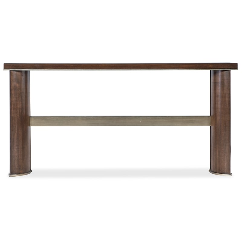 Melange Contours Console in Dark Brown Wood by Hooker Furnishings