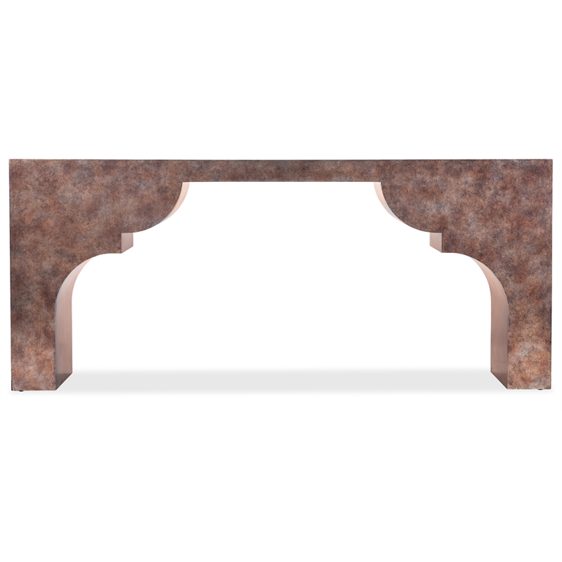 Melange Taj Scallop Leg Console in Brown Wood by Hooker Furnishings