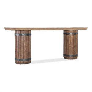vineyard row console table in dark brown wood by hooker furnishings