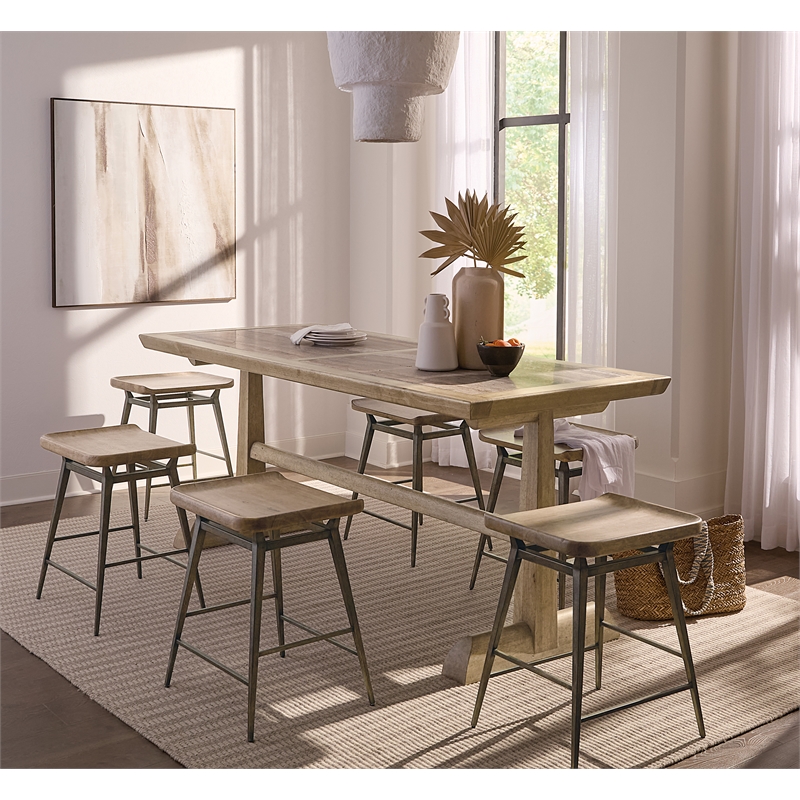 Vineyard Row Counter Chair in Light Natural Wood by Hooker Furnishings