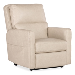 flynn power recliner w/ pwr headrest lumbar and lift in beige leather by hooker