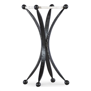 black iron and white marble side table by bobo intriguing objects