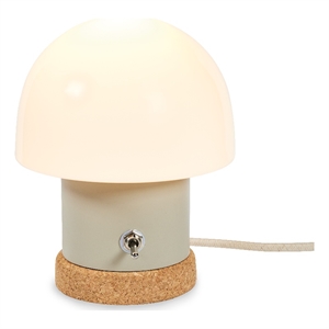 cork mushroom milk glass table lamp w/ gray ceramic by bobo intriguing objects