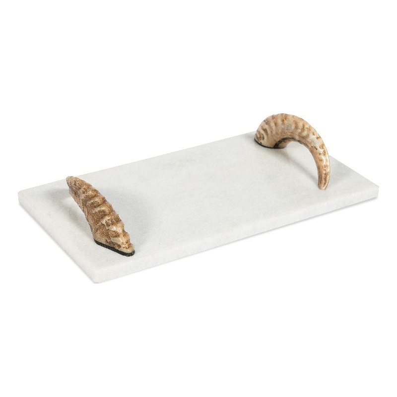 Odin White Marble Ram Horn Cheese Board by Bobo Intriguing Objects