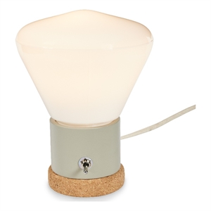 cork flood milk glass table lamp w/ gray ceramic by bobo intriguing objects