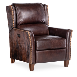 Livingston Power Recliner w/ Pwr Headrest in Brown Leather by Hooker Furnishings