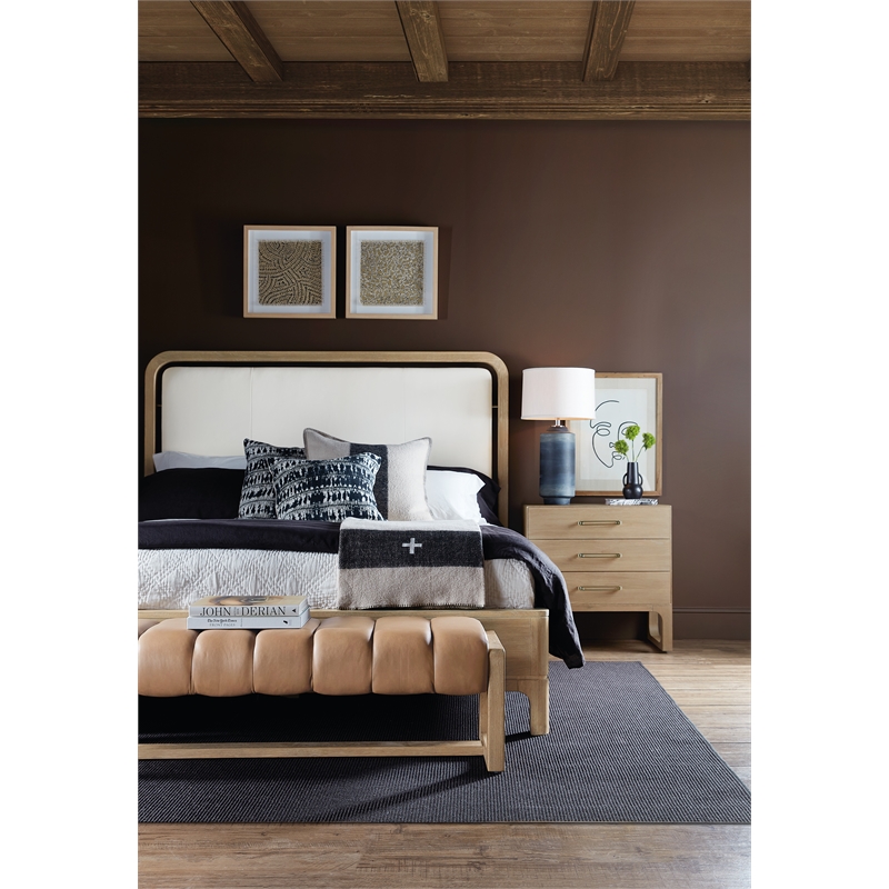 Banyon Bay California King Panel Bed in Beige Leather by Hooker Furnishings