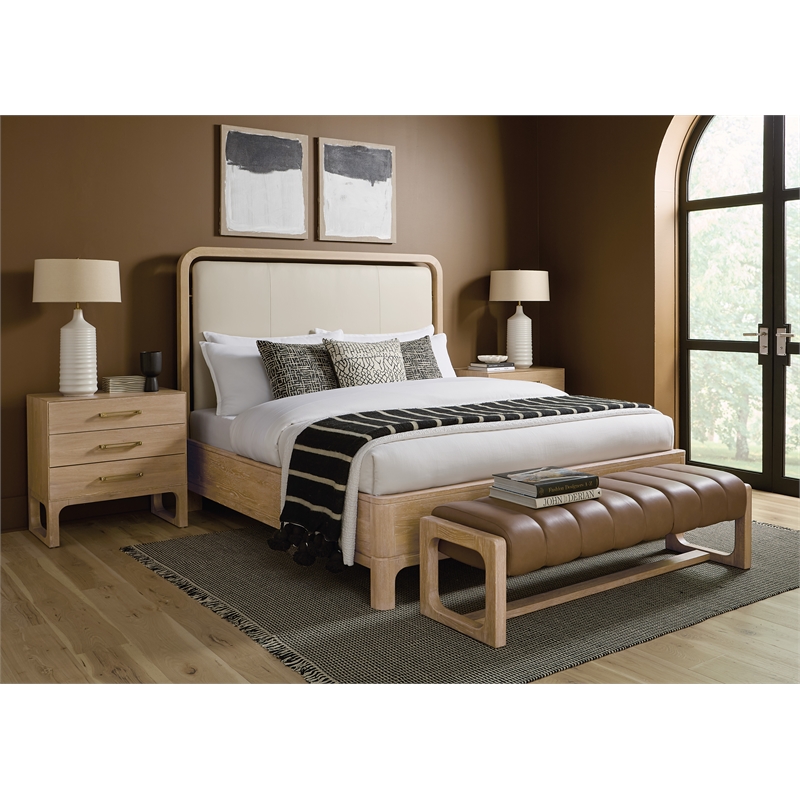 Banyon Bay California King Panel Bed in Beige Leather by Hooker Furnishings