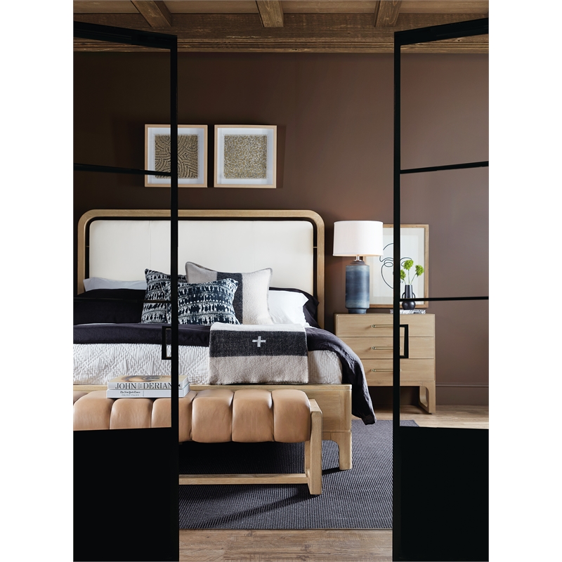 Banyon Bay King Panel Bed in Beige Leather by Hooker Furnishings