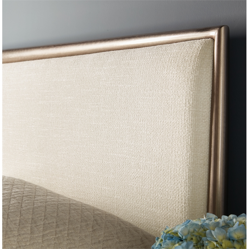 Westwood Queen Upholstered Metal Bed with Beige Fabric by Hooker Furnishings