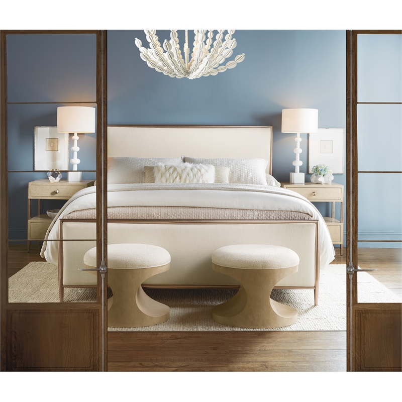 Westwood Queen Upholstered Metal Bed with Beige Fabric by Hooker Furnishings