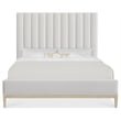 Cascade Queen Upholstered Bed with Vertically Channeled White Fabric Headboard