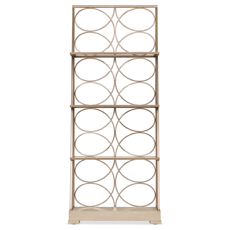 Melange Flourish Etagere with Steel Frame on a Natural Wood Base by Hooker
