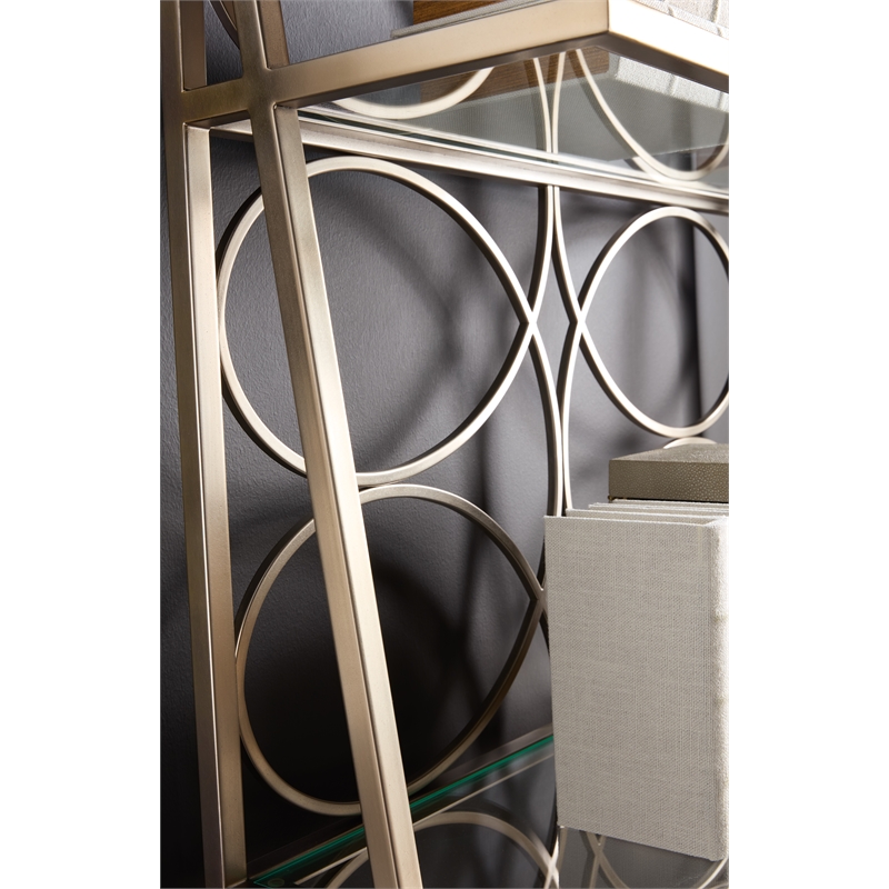Melange Flourish Etagere with Steel Frame on a Natural Wood Base by Hooker