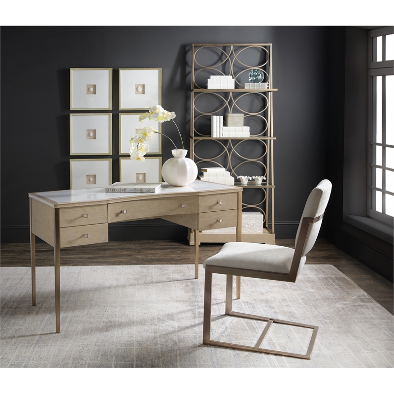 Melange Flourish Etagere with Steel Frame on a Natural Wood Base by Hooker