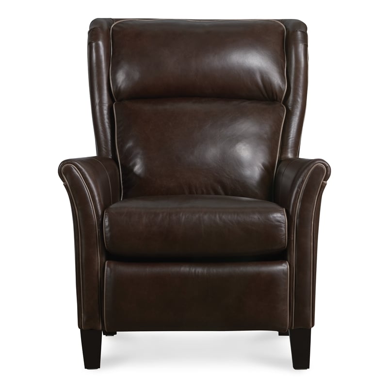 Henley Dark Brown Leather Power Recliner with Power Headrest by Hooker