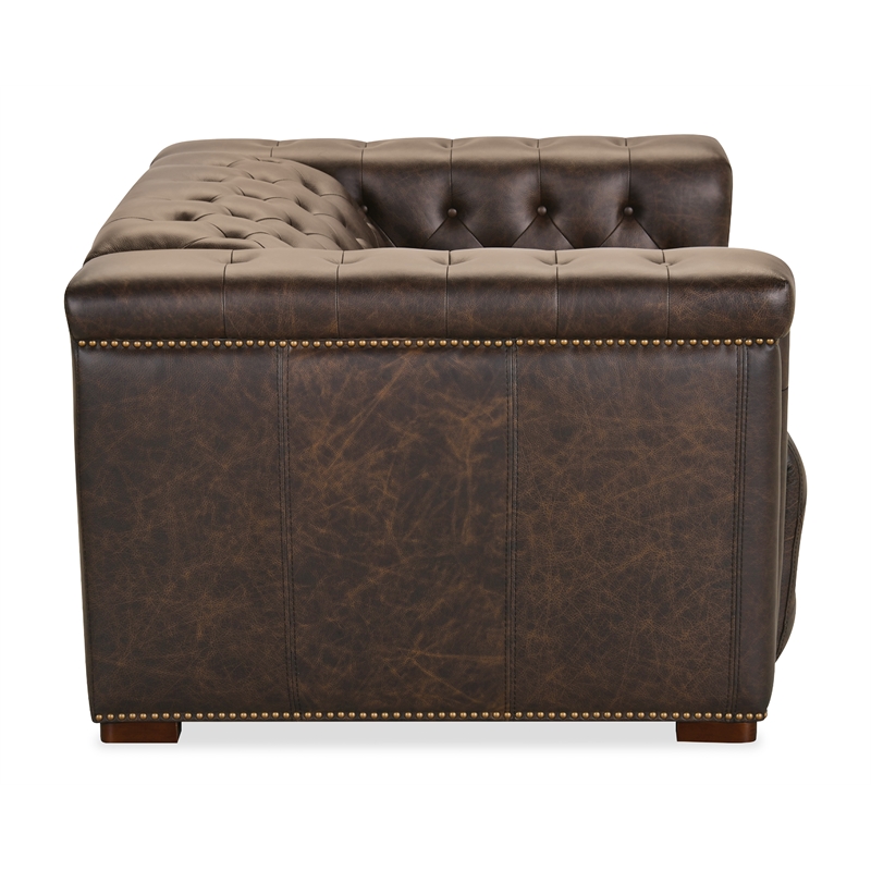 Savion Deux Brown Leather Power Recliner with Power Headrest by Hooker