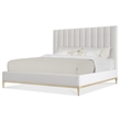 Cascade King Upholstered Bed with Vertically Channeled White Fabric Headboard