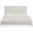 Cascade King Upholstered Bed with Vertically Channeled White Fabric Headboard