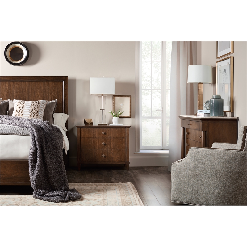 Archives California King Panel Bed in Dark Natural Wood Finish by Hooker
