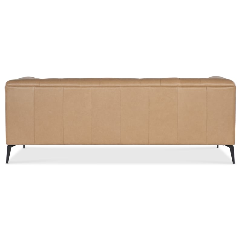 Nicolla Stationary Sofa with Beige Leather by Hooker Furnishings