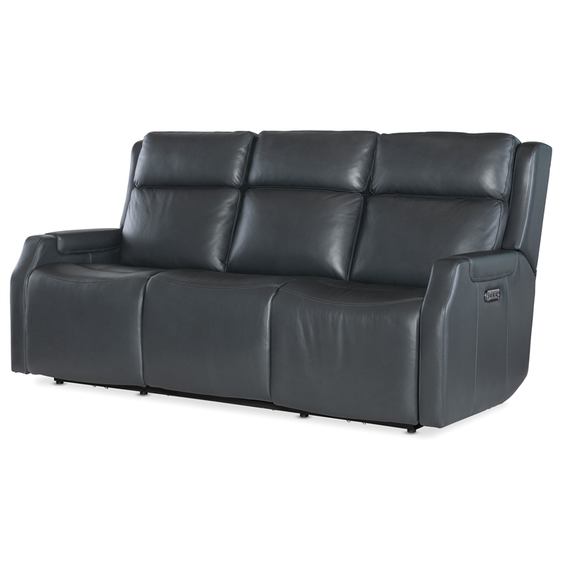 Nelson Blue Leather Zero Gravity Power Sofa with Power Headrest and Lumbar
