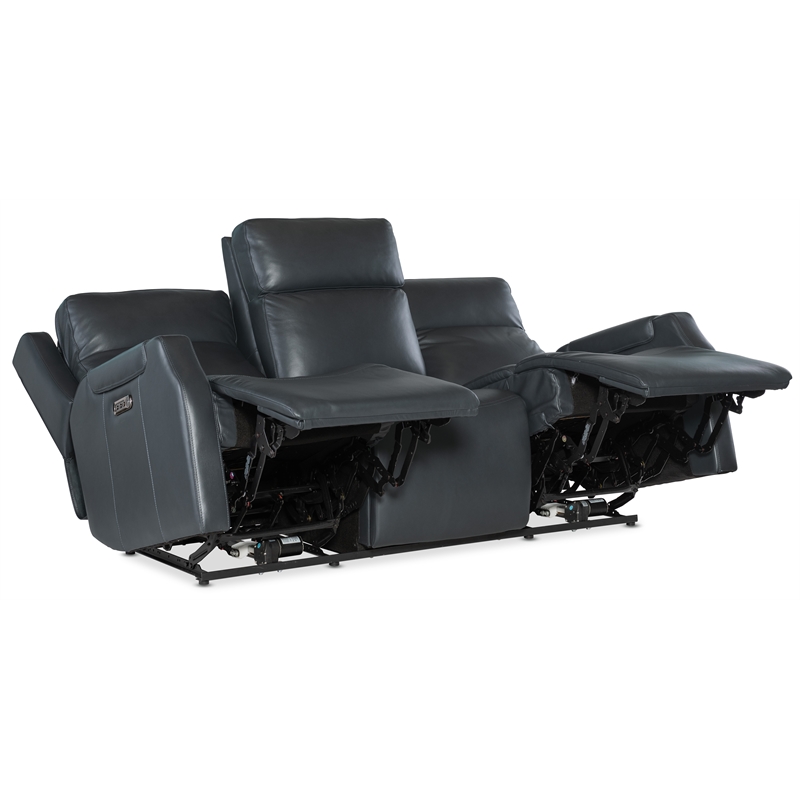 Nelson Blue Leather Zero Gravity Power Sofa with Power Headrest and Lumbar