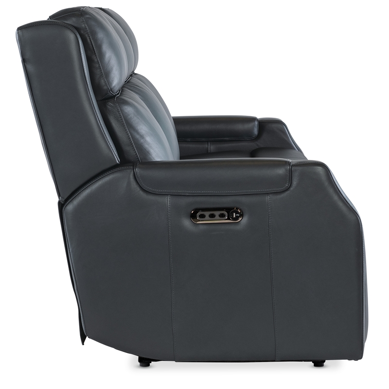 Nelson Blue Leather Zero Gravity Power Sofa with Power Headrest and Lumbar