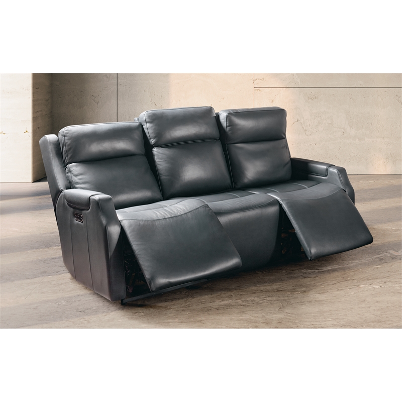Nelson Blue Leather Zero Gravity Power Sofa with Power Headrest and Lumbar