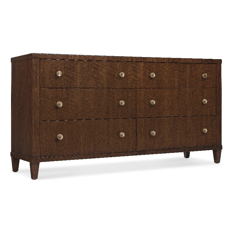 Archives Six-Drawer Dresser in Dark Natural Wood Finish by Hooker Furnishings
