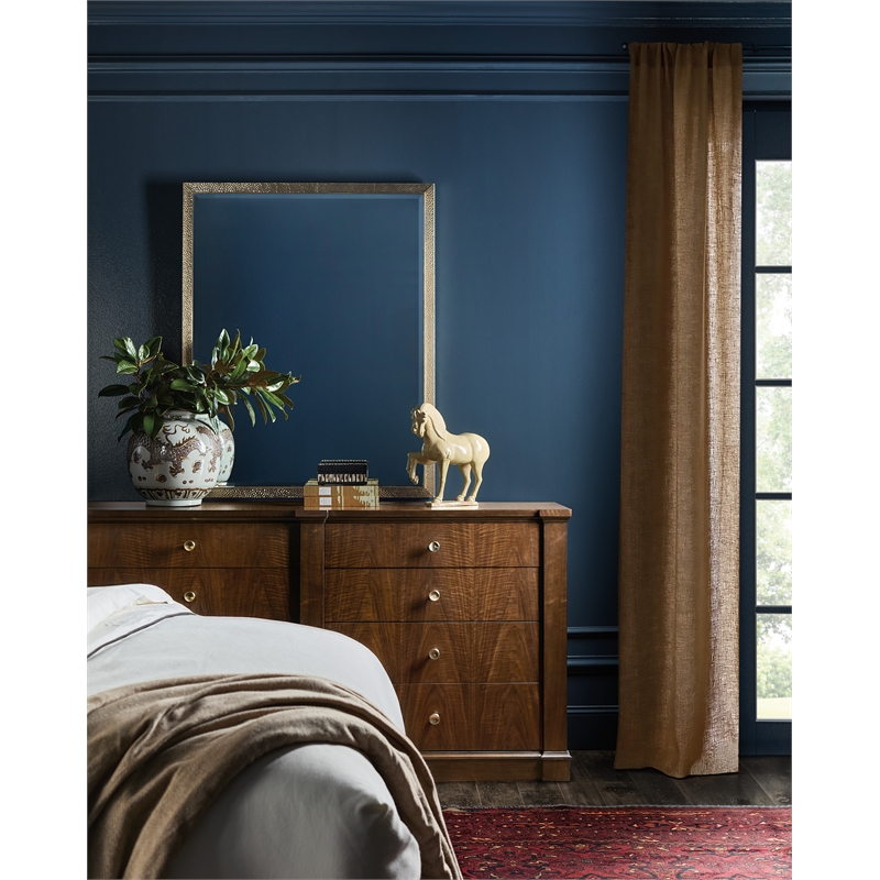 Archives Rectangle Mirror in Gold Color Metal Frame by Hooker Furnishings
