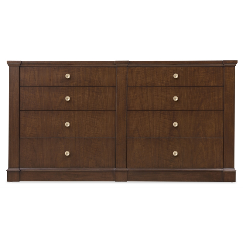 Archives Eight-Drawer Dresser in Dark Natural Wood Finish by Hooker
